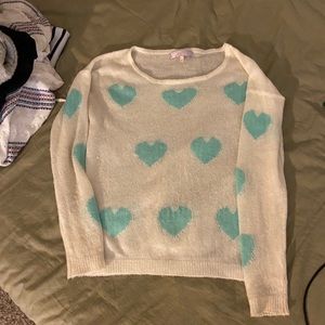 Francescas White and Mint Soft Sweater Size Small